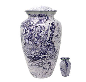 Urnes de crémation en aluminium de conception fantaisie pour les cendres humaines Urnes de crémation pour adultes faites à la main en marbre bleu et blanc - Product Image 2