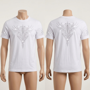 T-shirt à manches courtes pour homme Index Apparel, motif strass blanc, coupe classique, col rond, jersey décontracté en coton - Product Image 6
