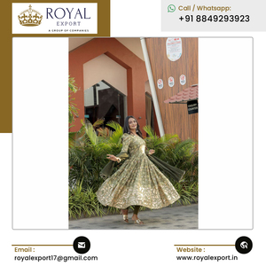 กางเกงผ้าไหม Anarkali Kurti และ Dupatta พร้อมงานปัก - Product Image 2