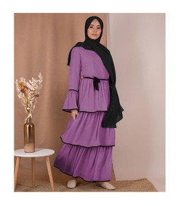 Abayat Women's Long Islamic Ramadan Muslim Dress Big Swing Satin Silk Marocain Robe Hijab Abaya Dubai Kaftan Cake Dresses Turkey - Product Image 5