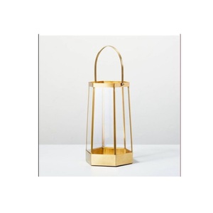 Haute qualité nouvelle lanterne décorative en métal et en verre faite à la main couleur violette pour les décorations de maison de noël de mariage - Product Image 4