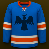 Jersey hoki es sublimasi khusus Jersey hoki 100% poliester LOGO bordir antilembap pakaian hoki es