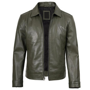 Chaqueta de Cuero de Piel de Oveja Genuina de Primera Calidad para Hombre, Prenda Exterior Elegante, Cómoda y Duradera, Chaquetas de Diseño Clásico y a la Moda - Product Image 1