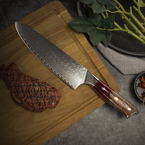 มีดเชฟเหล็กดามัสกัสสีแดงมีหูหิ้วทำจากเรซิน - Product Image 4