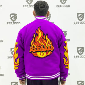 Veste d'hiver brodée toutes couleurs personnalisable de haute qualité Style de rue toile Letterman Design laine corps manches en cuir - Product Image 2