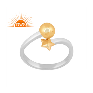 Anillo ajustable hecho a mano de plata esterlina fina con diseño de estrella y Luna Fabricante de joyas de plata - Product Image 2