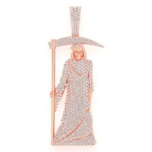 Nouveau collier arrivé, argent 925, grande taille, pendentif Grim Riper, pendentif en diamant moissanite VVS - Product Image 5