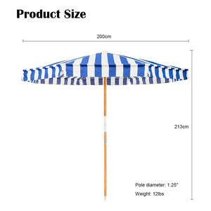 Grand Parapluie Amalfi Luxe Robuste Cadres en fibre de verre Bois Rayé Piscine Parapluie de Plage pour Patio Extérieur Café Jardin - Product Image 2