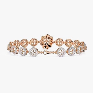 Yellow/ <b>Rose</b>/ White Rhodium Plated Moissanite Diamond Bracelet Round Cut Jewelry For Anniversary Gift To Women - Product Image 2
