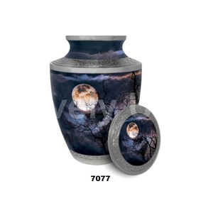 Urna de cremación de aluminio para cenizas, urna grande hecha a mano para hombres adultos, asequible con elegante diseño de Luna pacífica - Product Image 1
