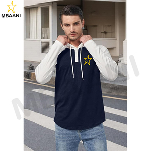 เสื้อฮู้ดผู้ชายแขนยาวลำลองสไตล์สปอร์ตแฟชั่นแบบสวม มีฮู้ด คอเสื้อตัดสี พร้อมเชือกผูก - Product Image 4
