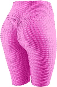 กางเกงขาสั้นกีฬาสไตล์วินเทจของผู้หญิงเอวยางยืดระบายอากาศได้เข้ารูปกลางลูกไม้ย้อมสีธรรมดาสำหรับกิจกรรมกีฬา - Product Image 5