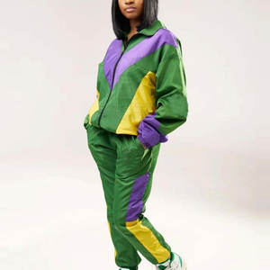 Ensemble coupe-vent décontracté et écologique pour femme, hiver, couleur unie, respirant - Ensemble long 2 pièces personnalisable en polyester/nylon - Product Image 4