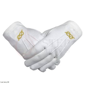 Gants en coton blancs avec logo brodé en forme de compas carré, taille XL, qualité supérieure - Product Image 6
