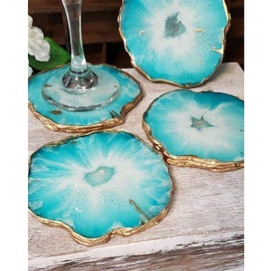 ที่รองแก้วอีพอกซีเรซินสไตล์ Geode สำหรับตกแต่งโต๊ะและเป็นของขวัญ - Product Image 5