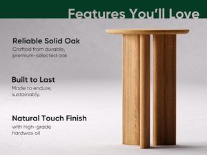 Mesa auxiliar de roble macizo, mesa auxiliar minimalista moderna hecha a mano, diseño escandinavo ecológico, dormitorio de madera Natural, sala de estar - Product Image 4