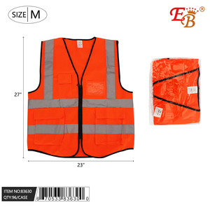 Gilet de sécurité haute visibilité orange taille M gilet réfléchissant en polyester personnalisable avec fermeture à glissière étanche à l'eau 96 pièces/cs - Product Image 1
