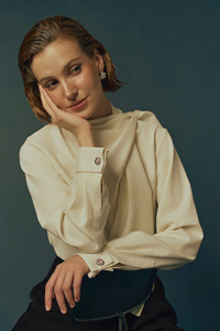 Blusa drapeada de cuello alto Crepúsculo de la mejor opción para mujeres Servicios ODM Tallas grandes para Otoño Invierno Primavera Verano - Product Image 4