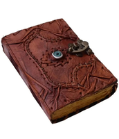 NEW ERA NEE- Diario de cuero de tapa dura cosido a mano con hilo, con grabado de ojo de esfinge y páginas con borde deshilachado, Hocus Pocus Grimoire