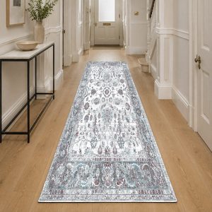 Tapis de salon en chenille antidérapant, effet marbre gris argenté, imprimé numériquement, lavable en machine, vente en gros RUGS DEPOT LXDP-0458 - Product Image 5