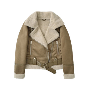 Wholesale Custom Ladies <b>Leather</b> <b>Fur</b> Bomber Jacket | Luxury Faux <b>Fur</b> Trim Winter Jacket | Stylish Women Bomber <b>Coat</b> Manufacturer - Product Image 5