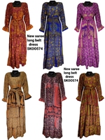 Robe longue décontractée vintage bohème en rayonne écologique imprimée à col en V et manches longues pour femme – Tendance et respirante