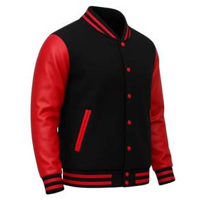 Chaqueta informal de cuero de lana sólida para hombre, cuello levantado, cierre de cremallera, abotonado, Varsity, otoño, Original, XS, revestimiento teñido liso - Product Image 5