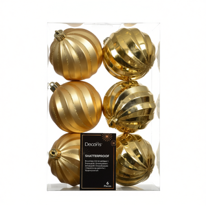 Ensemble de boules de Noël Kaemingk (6 pièces) en plastique doré 26073, élégantes boules de Noël et décorations d'arbre pour une décoration festive - Product Image 2