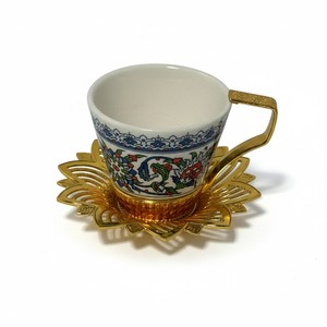 Oriental Design 6-Piece Ceramic Cast Iron <b>Cup</b> and Saucer Set 6 <b>Cups</b> with 6 Saucers - Product Image 1