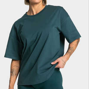 T-shirt pour femmes à col rond ample, en coton mélangé respirant, avec étiquettes personnalisées OEM, best-seller - Product Image 1