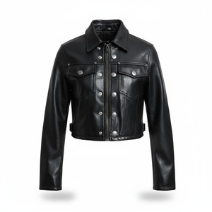 Chaqueta de piel de cordero para hombre, nueva chaqueta de estilo de bombardero de motorista, chaquetas de cuero de invierno de diseño único RTS o OEM - Product Image 1