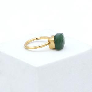Handmade Stylish Earthy Green Gemstone <b>Ring</b> 18K Gold Plated for Women Fashion Jewelry for <b>Weddings</b> Parties Anniversaries Gifts - Product Image 3