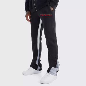 OEM/ODM Pantalons pour hommes, 100% coton, à coupe ample, délavés, évasés, avec logo personnalisé imprimé en sérigraphie, pantalons de survêtement de style Hip Hop pour hommes - Product Image 1