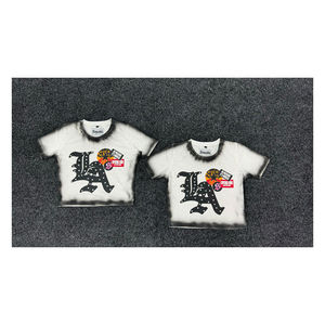 Camiseta Personalizada con Pedrería, Estilo Urbano, Efecto Desgastado, Cuello Redondo, 100% Algodón Grueso, Impresión DTG, para Hombre - Product Image 1