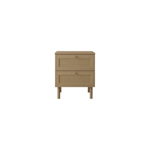 Table de chevet moderne en bois à 2 tiroirs, style campagnard, 50 cm de large, avec garantie de 2 ans - Meuble de chambre élégant et pratique - Product Image 1