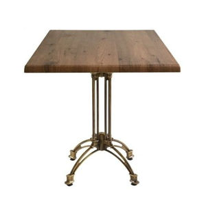 Table à manger ronde sur piédestal au design classique, plateau en bois et base en fer robuste, mobilier de café industriel à prix avantageux - Product Image 5