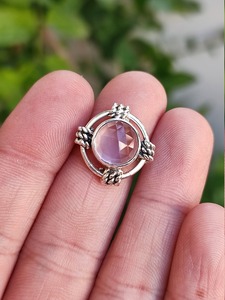 Anillo de Bodas de piedras preciosas de moda para mujeres y niñas, joyería estampada de cuarzo rosa natural hecha a mano de Plata de Ley 925 - Product Image 2