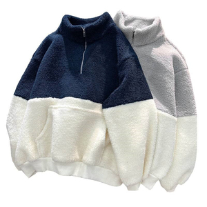 OEM Custom Logo Warm Hoodies Unisex Quarter Zip up Micro Polar Fleece Custom Pullover <b>Sherpa</b> Fleece Hoodie for <b>Men</b> - Product Image 1