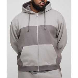 Sweat à capuche long et ample MOVATEXTILE Basics 2025, dernier design, gris, avec poche kangourou et fermeture éclair, en coton mélangé personnalisé - Product Image 1