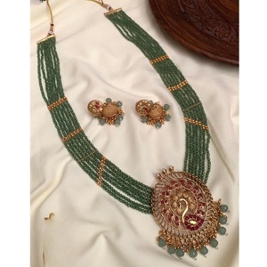 Royal Antique Regal <b>Peacock</b> Kundan Necklace Set For Women And Girls - Product Image 1