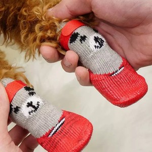 4 pièces imperméable antidérapant Chihuahua coton caoutchouc chien pluie neige <span class=keywords><strong>bottes</strong></span> chaussettes chaussures pantoufles - Product Image 2