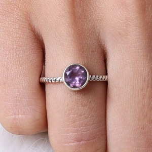 Anillo clásico joyería para mujer plata estilo bohemio joyería 925 plata esterlina amatista piedra preciosa anillo hecho a mano regalo para esposa - Product Image 6