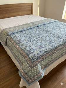 Edredón Moderno Ecológico de Algodón Doble, Estampado a Mano, Reversible, Kantha Indio Jaipuri, Orgánico, Lavable, para el Hogar - Product Image 6