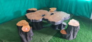 Attractive KNT Creations GD21 Low Price Fiberglass Wood <b>Log</b> Table Rustic Design Weather Resistant Garden <b>Decor</b> Indoor Outdoor - Product Image 2