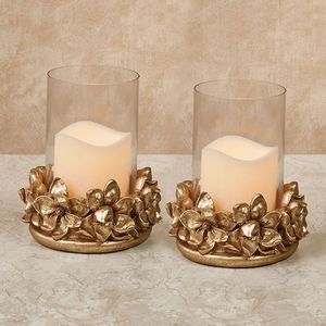 Portavelas Votivo Redondo Dorado de Diseño Impresionante con Metal Floral y Vidrio para Decoración de Eventos y Bodas - Product Image 5