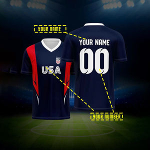 Personaliza Tu Propia Camiseta, Camiseta Deportiva de Fútbol con Cuello en V para Hombre, con Nombre y Número Impresos en la Parte Delantera y Trasera - Product Image 2