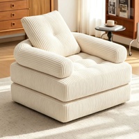Modernes Klappsofa aus Cord, Einzelschlafsessel, Verwandelbarer Liegestuhl, Lounge-Couch für Wohnzimmer und Apartment