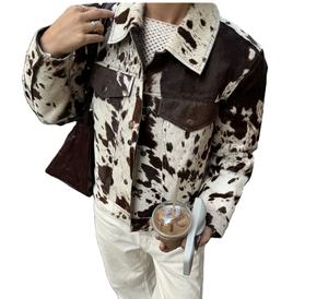 เสื้อแจ็กเก็ตหนังวัวสำหรับผู้หญิงแจ็คเก็ตหนังวัวระบายอากาศได้ดีพิมพ์ลายวัวธรรมชาติ - Product Image 1