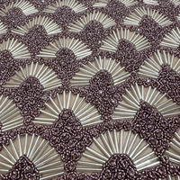 Vintage Luxus-Stoff Amethyst Art Deco Perlen-Jacquard-Spitze Gewebtes Metallisches Heimtextil
