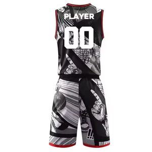Uniforme de basket-ball de qualité supérieure grande taille vêtements de sport imprimés d'été ensemble de maillots de basket-ball pour adultes personnalisés pour hommes - Product Image 6